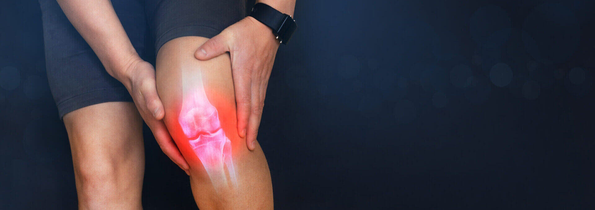 Digital Bone On The Human Foot. Man Suffering From Knee Pain. I